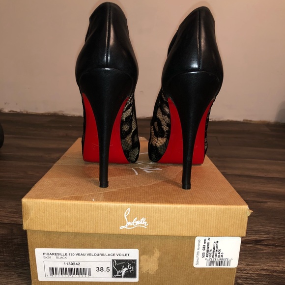 Christian Louboutin Shoes - Black Peep Toe Lace Pumps (Christian Louboutin)